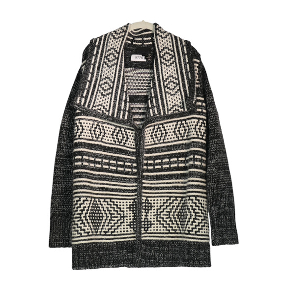 Intermix Cardigan Sweater Womens Small Gray Southwest Wool Mohair Blend Pockets - Picture 2 of 10